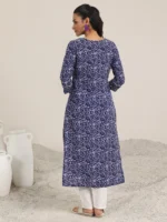 Indigo Printed Silk Blend Straight Kurta - Image 3