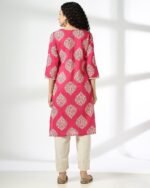 Women Block Print Straight Kurta - Image 2