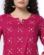 Women Geometric Print Cotton Straight Kurta - Image 2