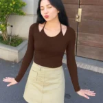 Women Slim Fit Halter-Neck Top