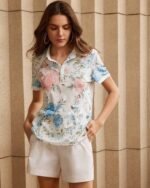 Women Floral Print Regular Fit Polo T-Shirt