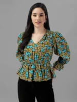 TOPS FOR WOMEN WESTERN WEAR ABSTRACT TOP